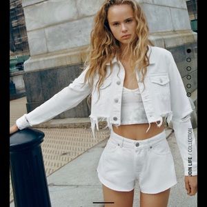 White Super Curved Zara Denim Shorts 